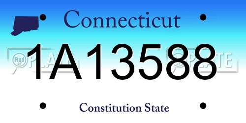 1A13588 Connecticut License Plate