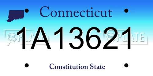 1A13621 Connecticut License Plate