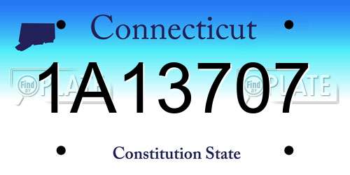 1A13707 Connecticut License Plate