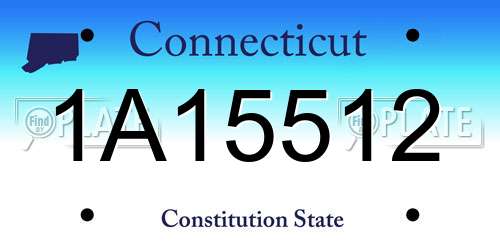 1A15512 Connecticut License Plate