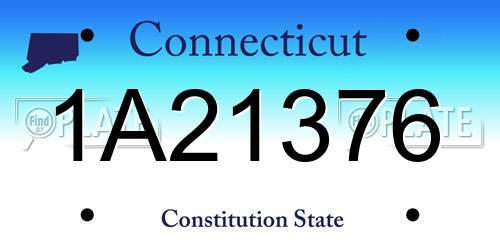 1A21376 Connecticut License Plate