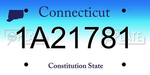 1A21781 Connecticut License Plate