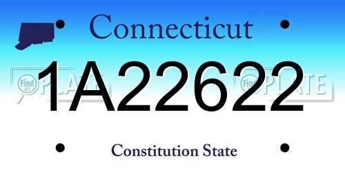 1A22622 Connecticut License Plate
