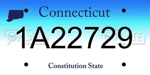 1A22729 Connecticut License Plate