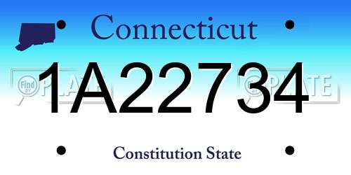1A22734 Connecticut License Plate