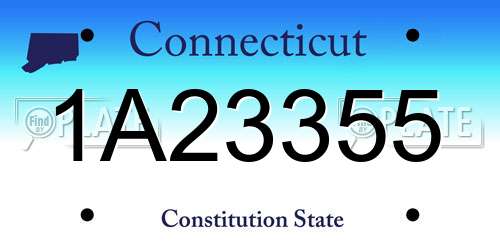 1A23355 Connecticut License Plate
