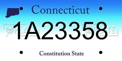 1A23358 Connecticut License Plate