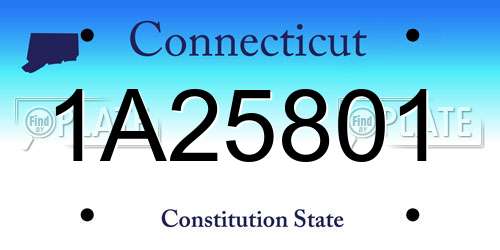 1A25801 Connecticut License Plate