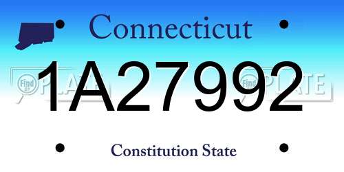 1A27992 Connecticut License Plate