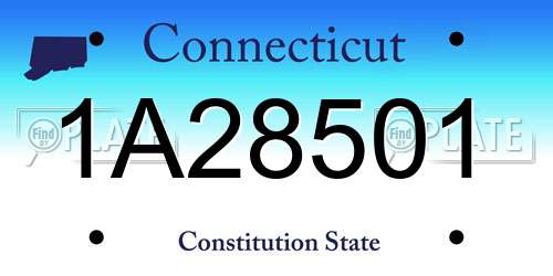 1A28501 Connecticut License Plate