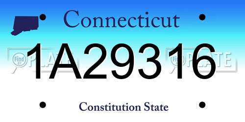 1A29316 Connecticut License Plate