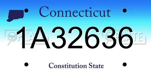 1A32636 Connecticut License Plate