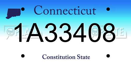 1A33408 Connecticut License Plate