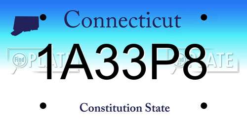 1A33P8 Connecticut License Plate