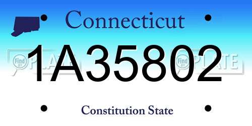 1A35802 Connecticut License Plate