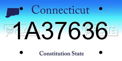 1A37636 Connecticut License Plate