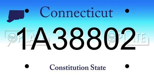 1A38802 Connecticut License Plate
