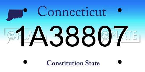1A38807 Connecticut License Plate