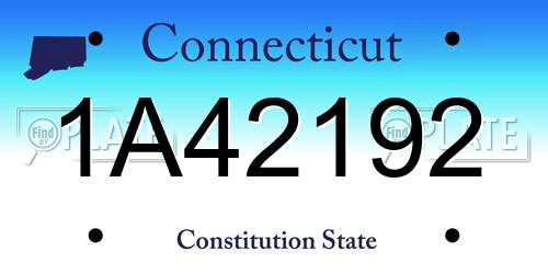 1A42192 Connecticut License Plate