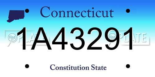 1A43291 Connecticut License Plate