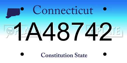 1A48742 Connecticut License Plate
