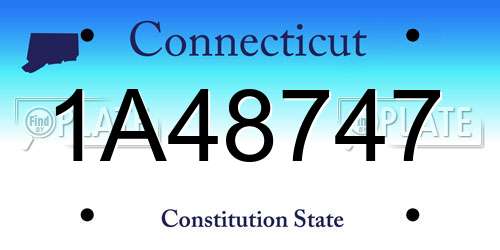 1A48747 Connecticut License Plate