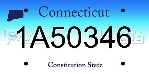 1A50346 Connecticut License Plate