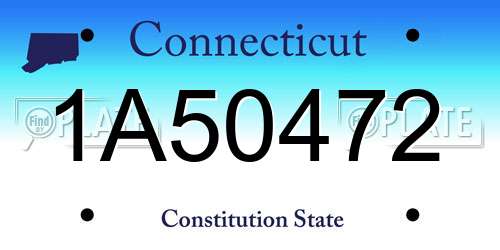 1A50472 Connecticut License Plate