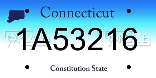 1A53216 Connecticut License Plate