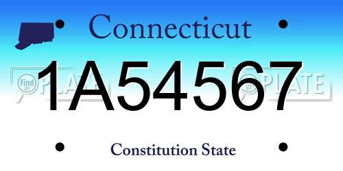 1A54567 Connecticut License Plate