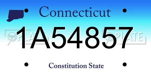 1A54857 Connecticut License Plate