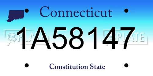 1A58147 Connecticut License Plate