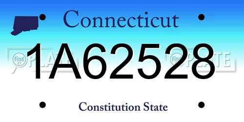 1A62528 Connecticut License Plate