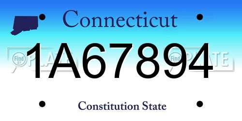 1A67894 Connecticut License Plate