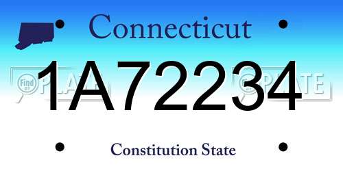 1A72234 Connecticut License Plate