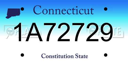 1A72729 Connecticut License Plate