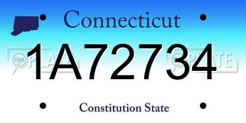 1A72734 Connecticut License Plate