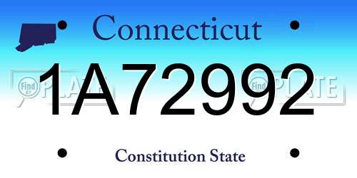 1A72992 Connecticut License Plate