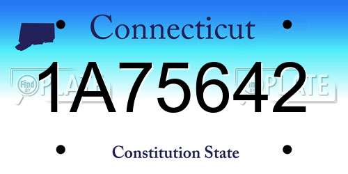 1A75642 Connecticut License Plate