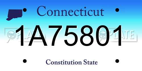 1A75801 Connecticut License Plate