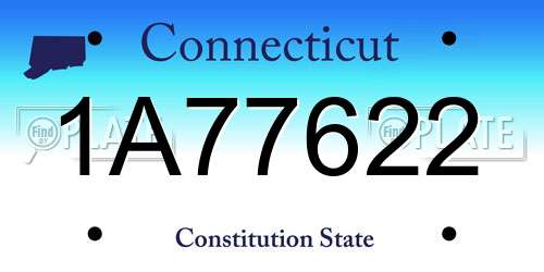 1A77622 Connecticut License Plate