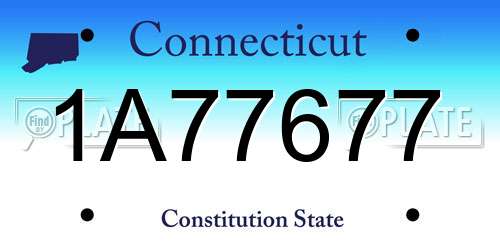 1A77677 Connecticut License Plate