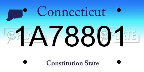 1A78801 Connecticut License Plate