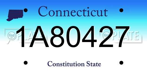 1A80427 Connecticut License Plate