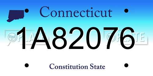 1A82076 Connecticut License Plate