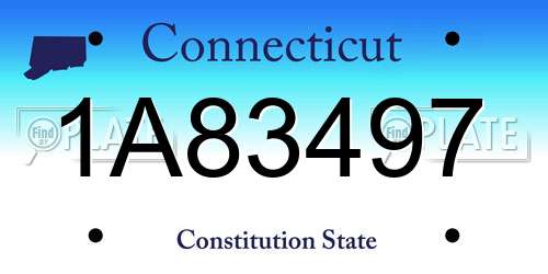 1A83497 Connecticut License Plate
