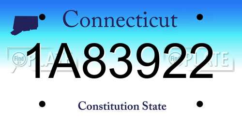 1A83922 Connecticut License Plate