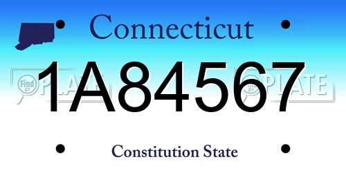 1A84567 Connecticut License Plate