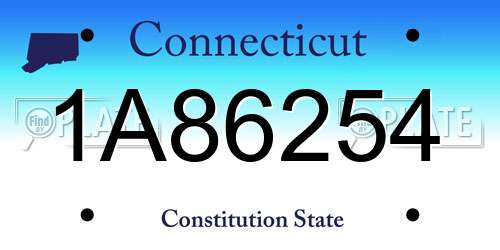 1A86254 Connecticut License Plate