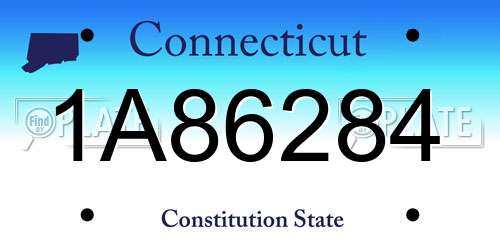 1A86284 Connecticut License Plate